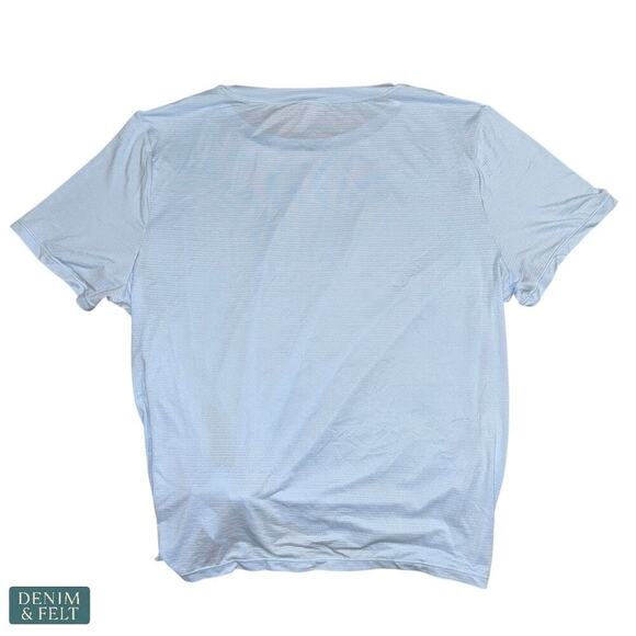 Halara Sheer Asymmetric Split Hem Cropped Running Top Blue Size Small NEW/NWT!! - Picture 4 of 10